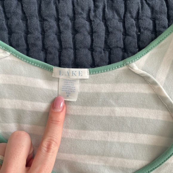 LAKE Pajama Pima Shorts Set - White and Green - Picture 4 of 10